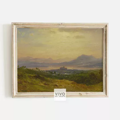 Vintage Landscape Oil Painting - Lake Maggiore Scenery
